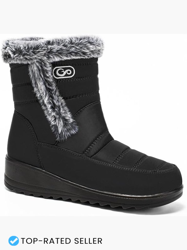 Winter Snow Boots Warm Faux Fur Lined Water Resistant Slip Resistant Sole Ankle